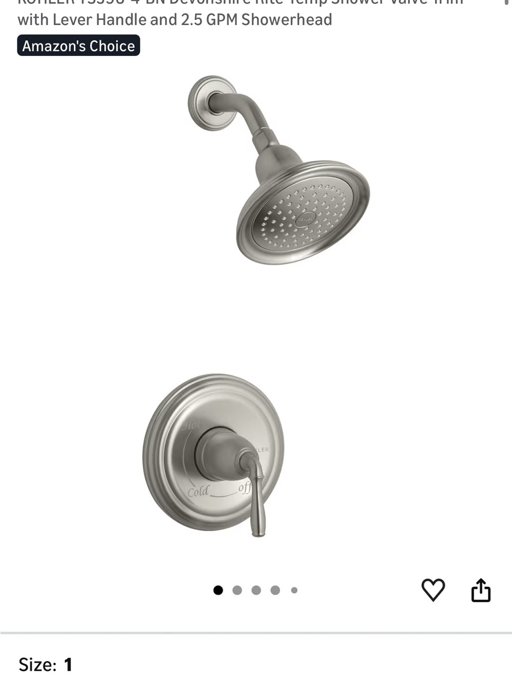 Brushed Nickel Single Lever Shower Valve Trim NEW IN BOX - Picture 4 of 14